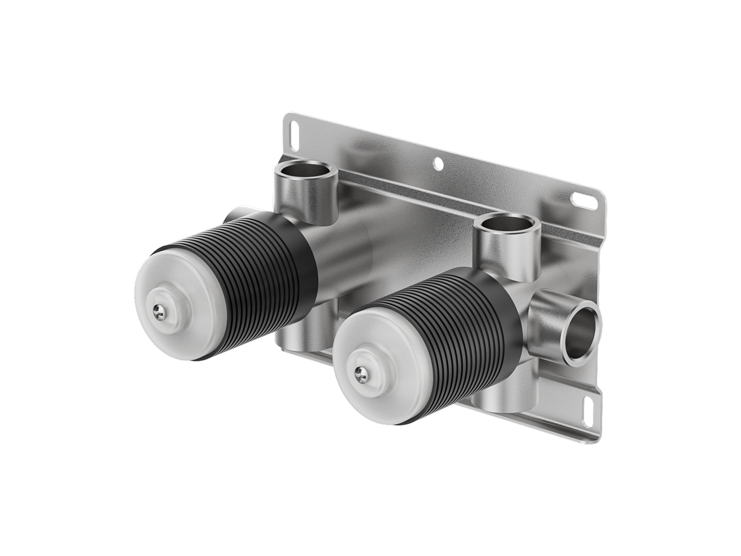 Sequoia Twin Shower/Bath Mixer Separate Square Plates Brushed Nickel