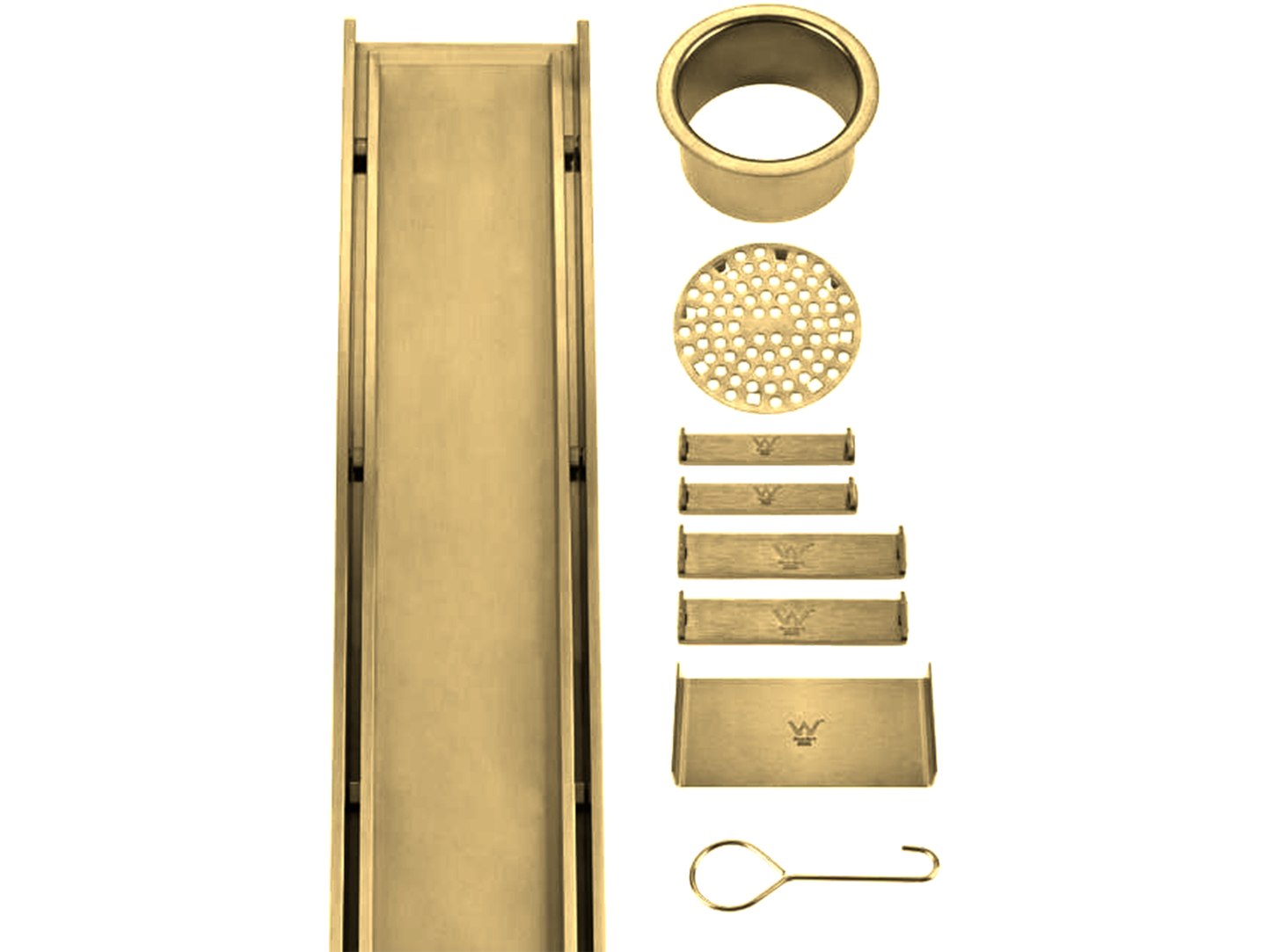 Custom SS316 Tile Insert Linear Floor Grate Brushed Gold VII