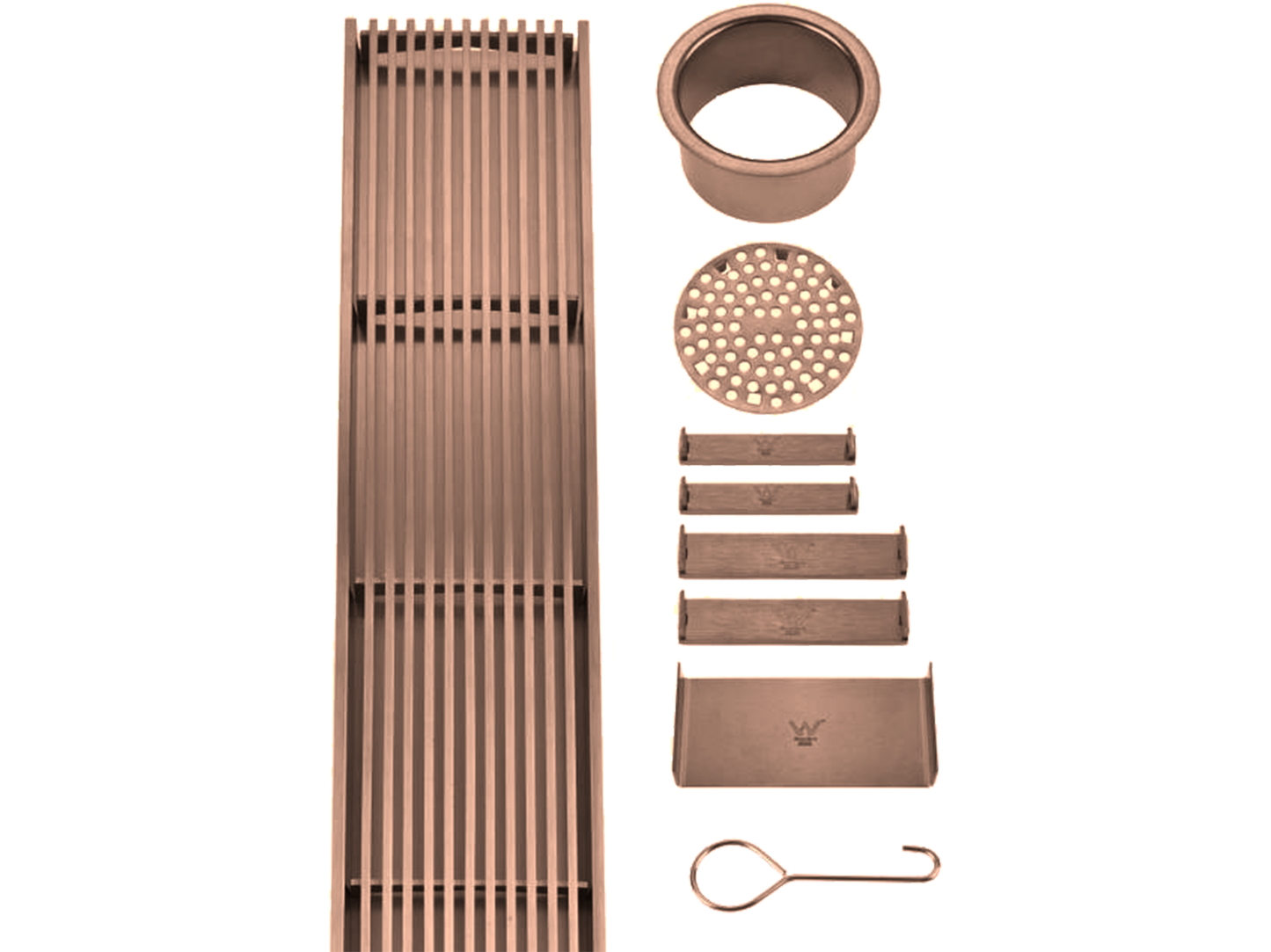 Custom SS316 Wedge Wire Linear Floor Grate Brushed Copper VII