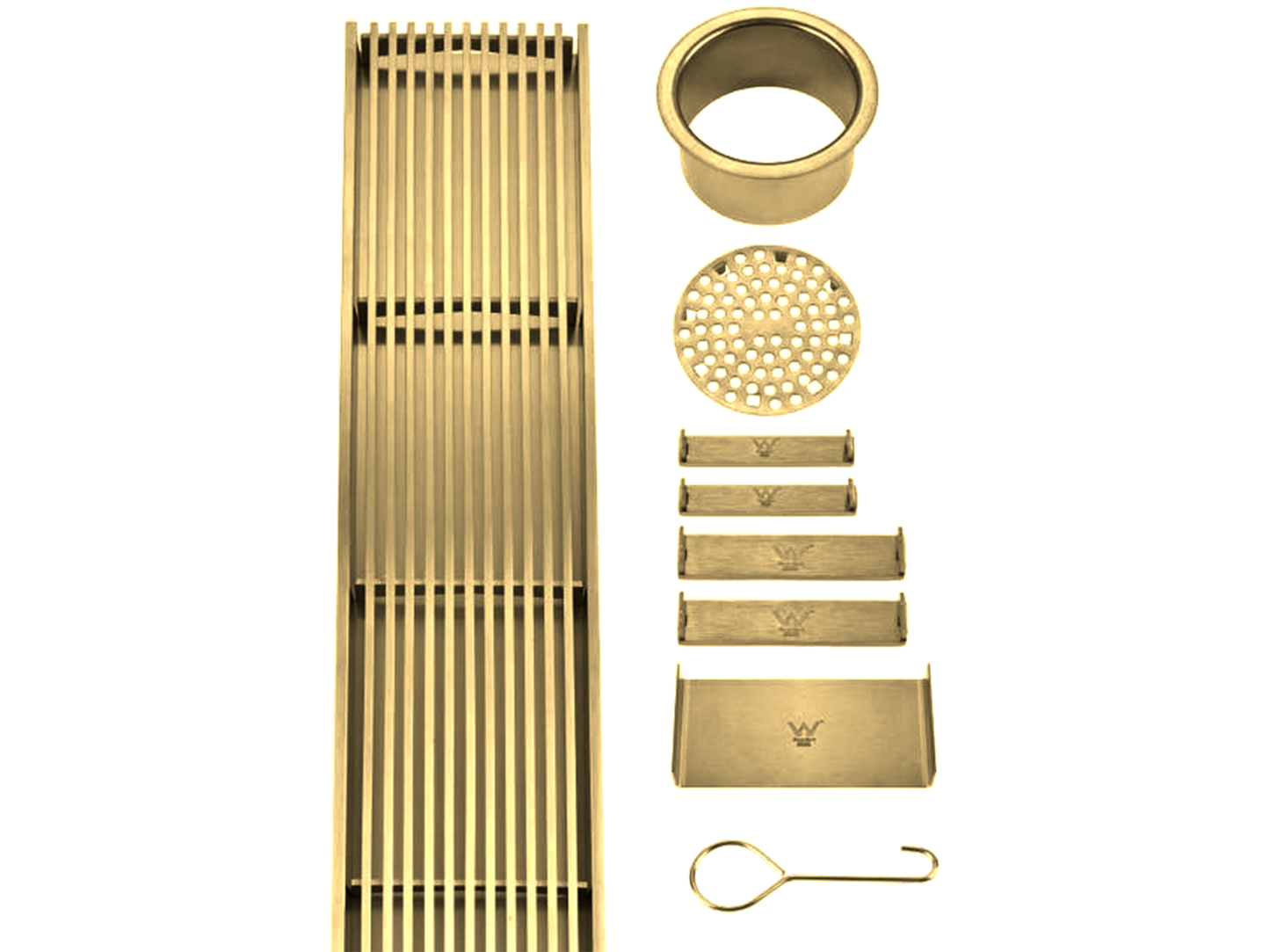 Custom SS316 Wedge Wire Linear Floor Grate Brushed Gold VII