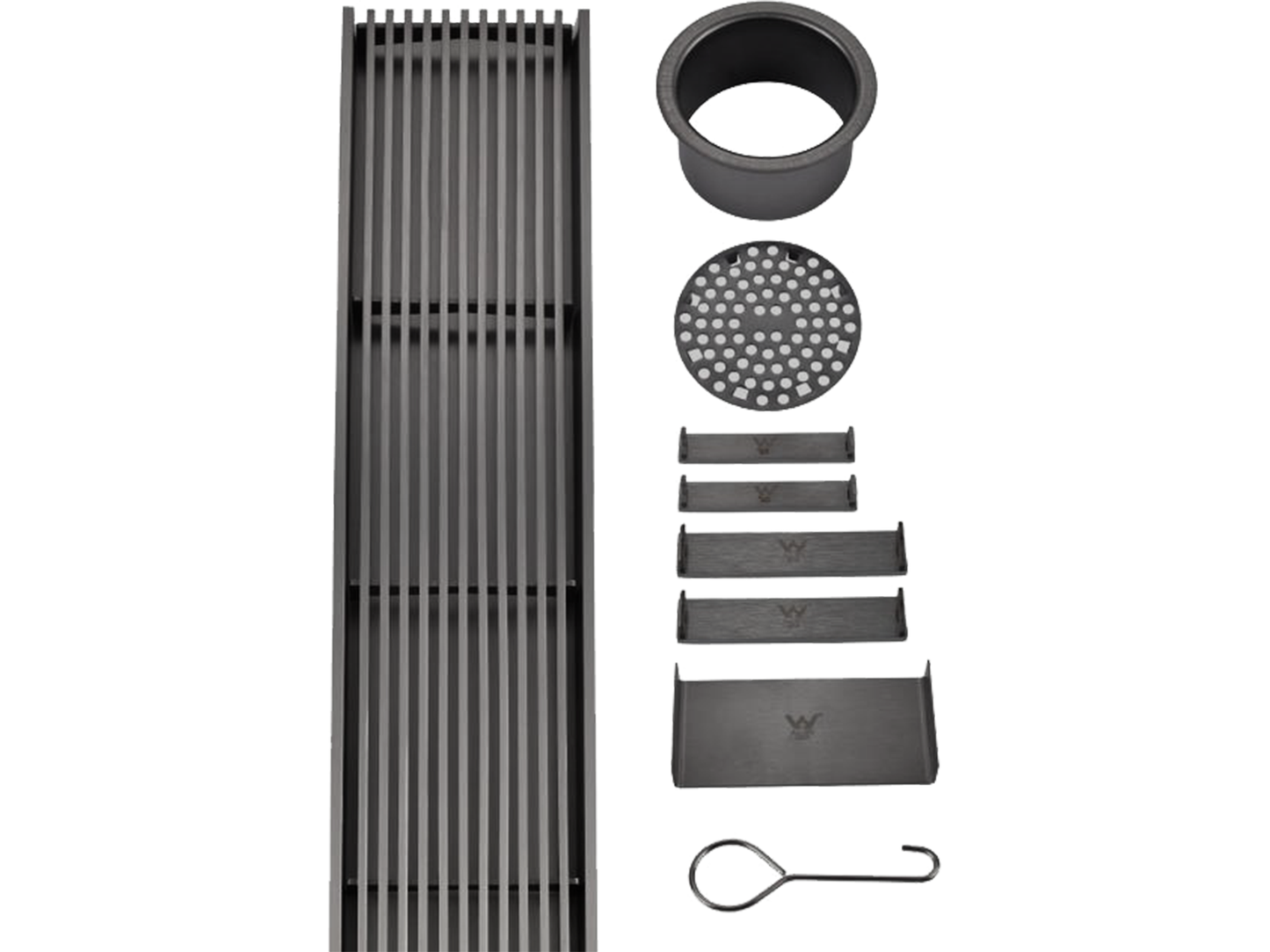 Custom SS316 Wedge Wire Linear Floor Grate Gun Metal VII