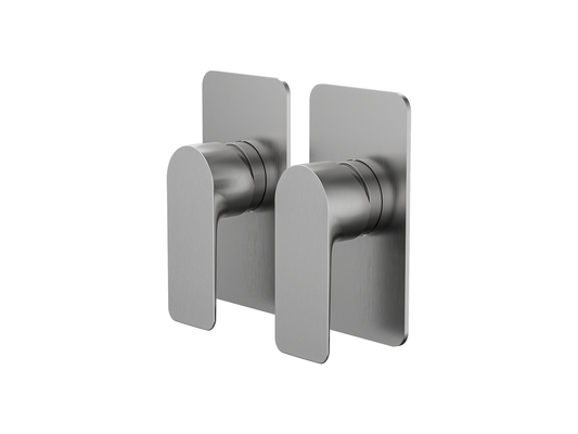 Ash Twin Shower/Bath Mixer Separate Plates Brushed Nickel