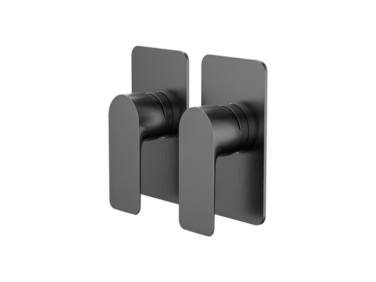 Ash Twin Shower/Bath Mixer Separate Plates Gun Metal