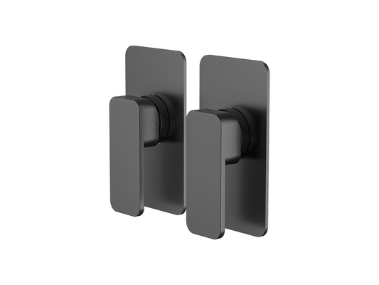 Aspen Twin Shower/Bath Mixer Separate Plates Gun Metal