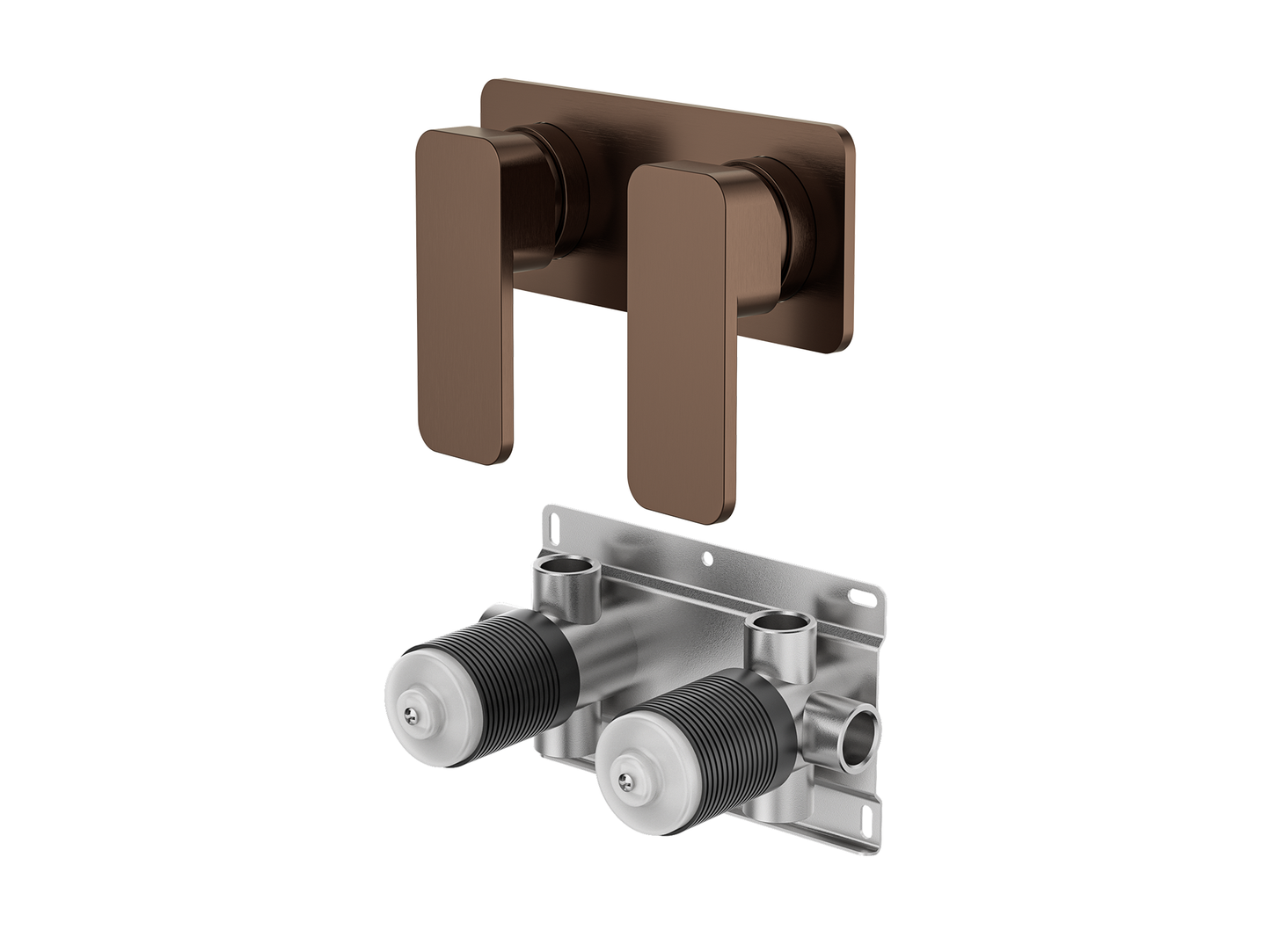 Aspen Twin Shower/Bath Mixer Square Plate