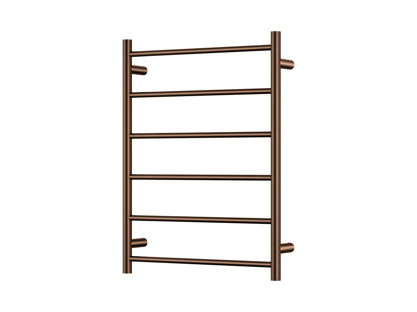 650 x 850mm 6 Bar Round Heated Towel Ladder Brushed Copper