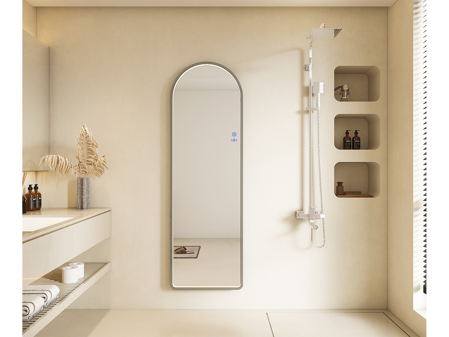 Lotus Framed LED Mirror Gun Metal