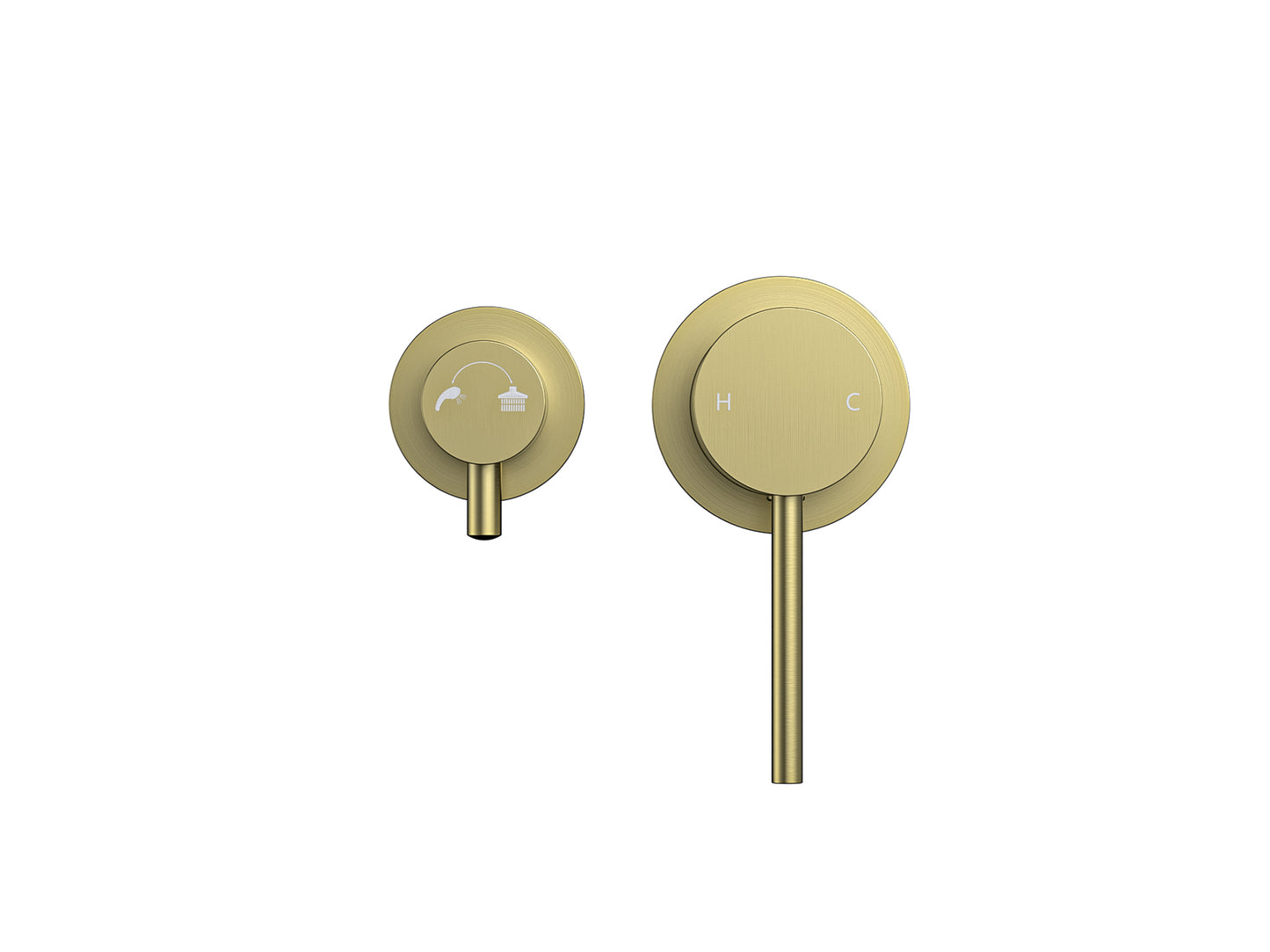 Maple Horizontal Wall Diverter Shower/Bath Mixer Separate Plates Brushed Gold