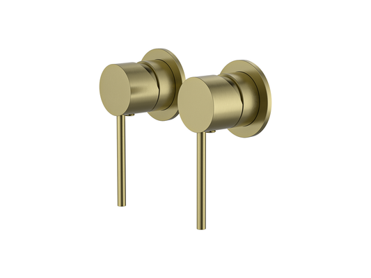 Maple Twin Shower/Bath Mixer Separate Plates Brushed Gold