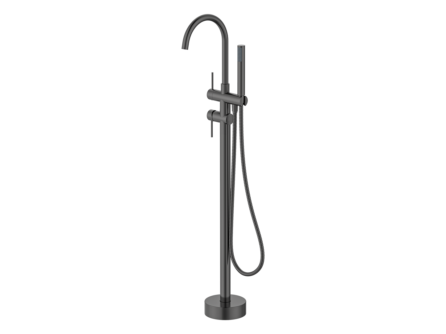 Maple Freestanding Floor Mixer with Hand Shower Gun Metal