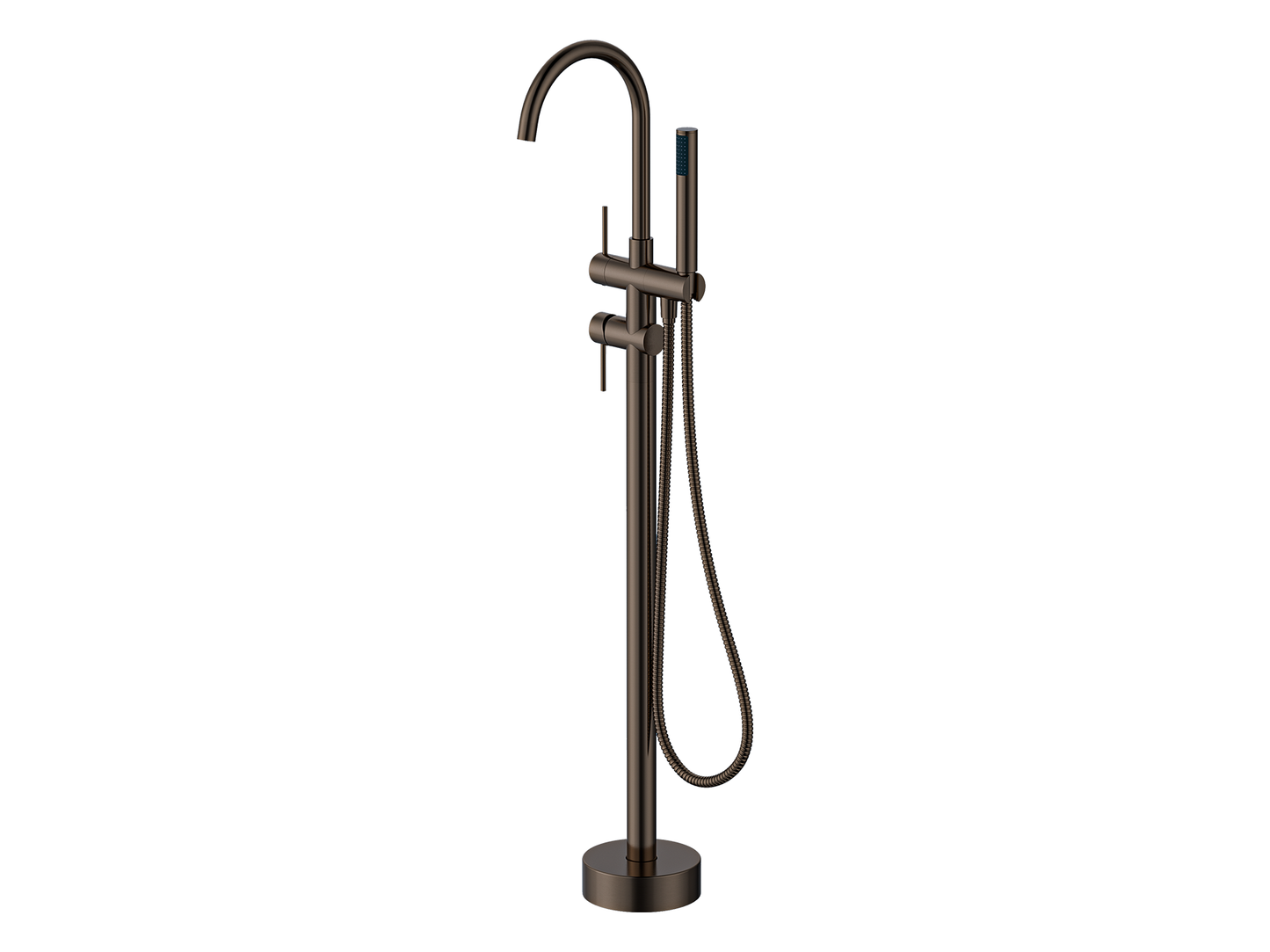 Maple Freestanding Floor Mixer with Hand Shower Vintage Brass
