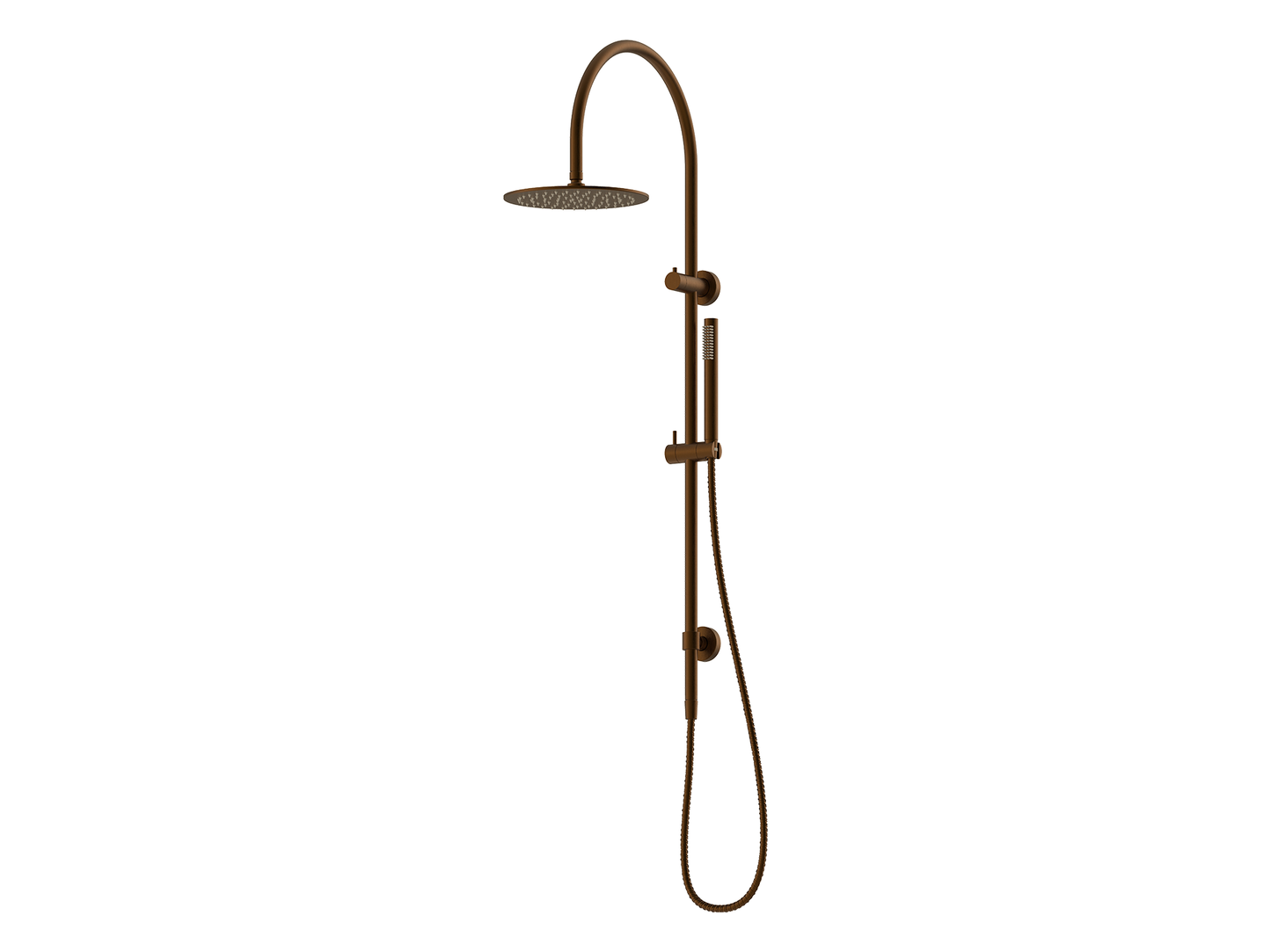 Maple Gooseneck Twin Shower Brushed Copper