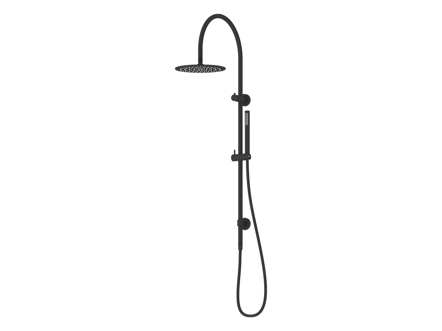 Maple Gooseneck Twin Shower Matte Black