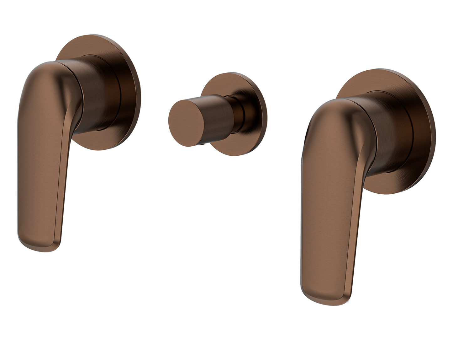 Sequoia Twin Shower / Bath Mixer with Centre Diverter Round Plates Brushed Copper