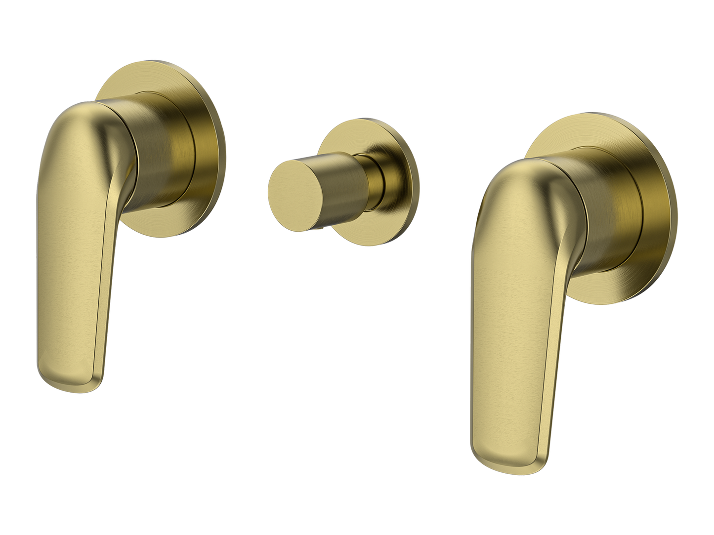 Sequoia Twin Shower / Bath Mixer with Centre Diverter Round Plates Brushed Gold