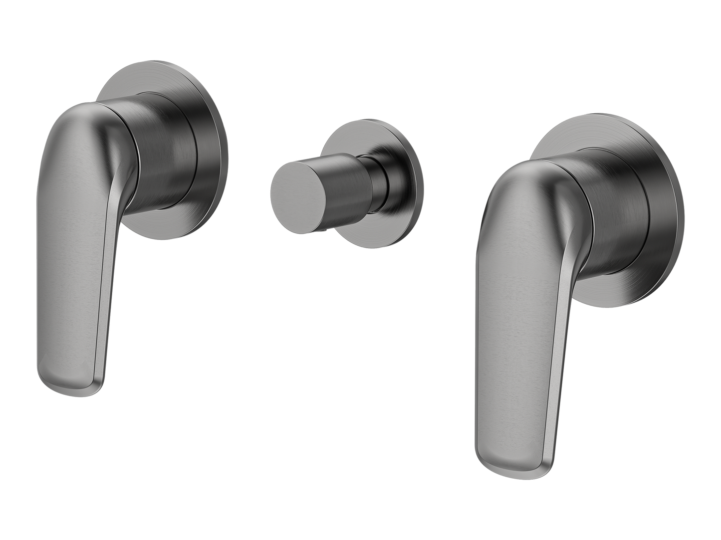 Sequoia Twin Shower / Bath Mixer with Centre Diverter Round Plates Brushed Nickel