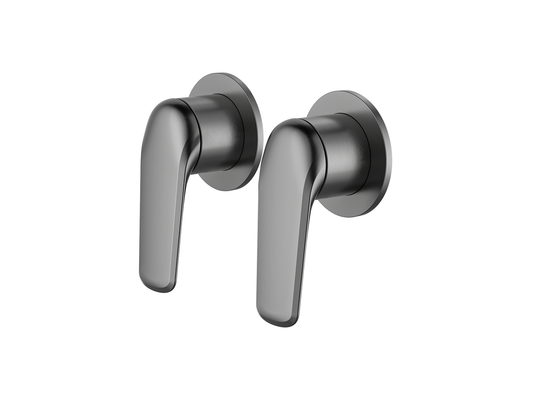 Sequoia Twin Shower/Bath Mixer Separate Round Plates Brushed Nickel