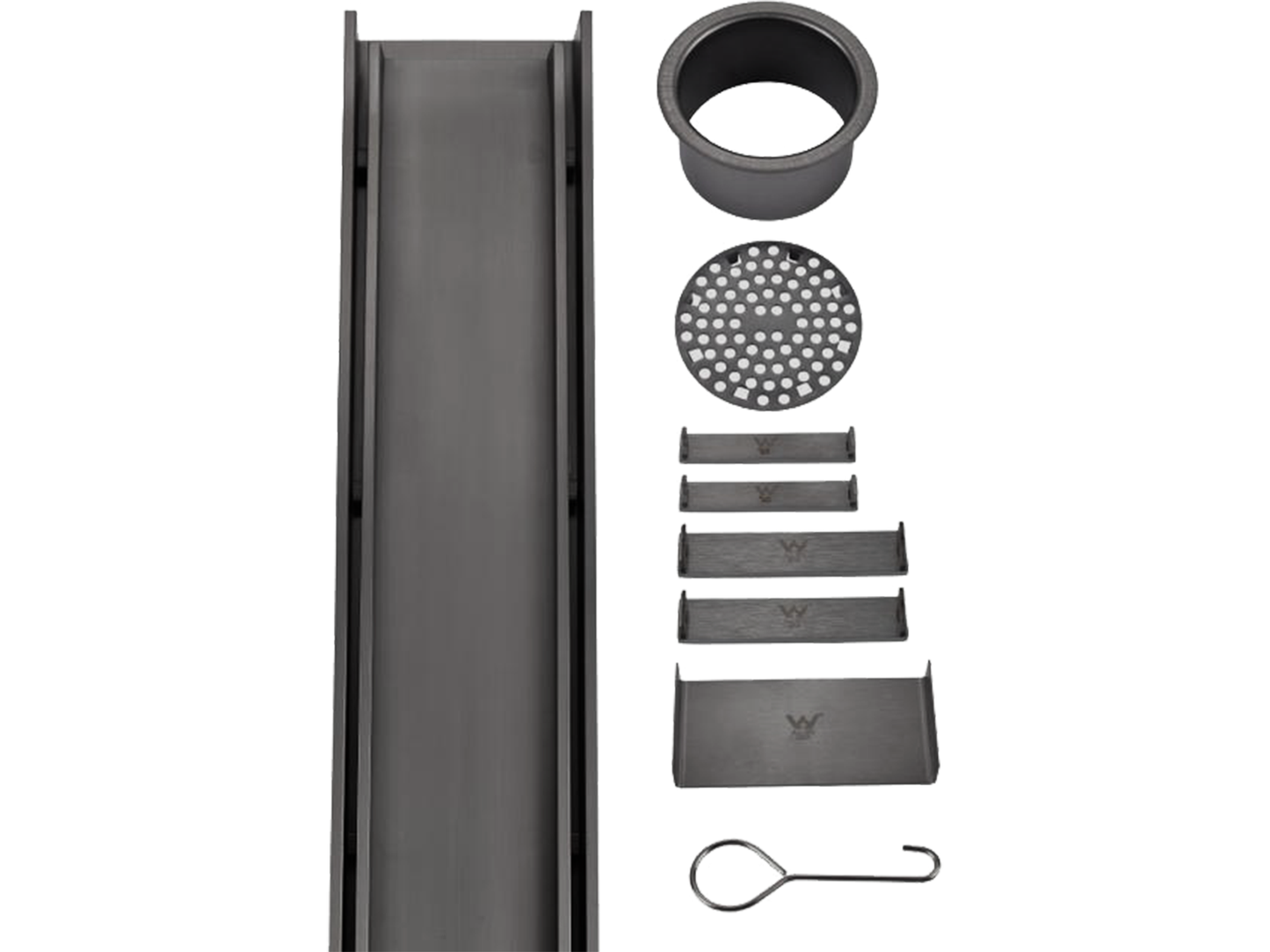 Custom SS316 Tile Insert Linear Floor Grate Gun Metal VII
