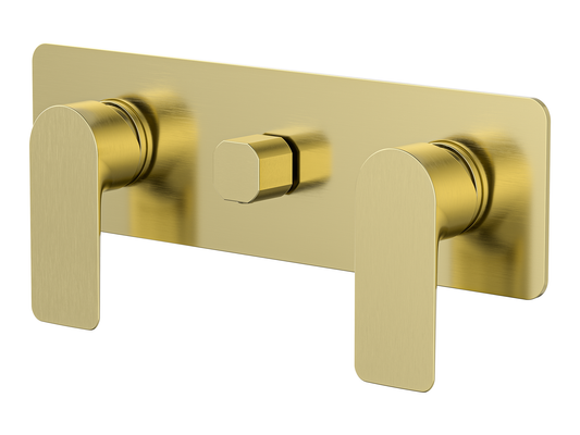 Ash Twin Shower / Bath Mixer with Centre Diverter Brushed Gold