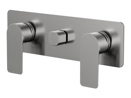 Ash Twin Shower / Bath Mixer with Centre Diverter Brushed Nickel
