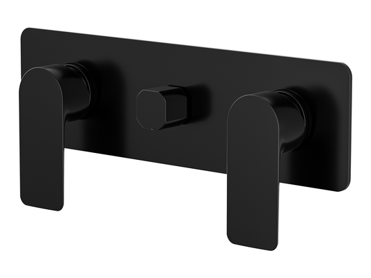 Ash Twin Shower / Bath Mixer with Centre Diverter Matte Black
