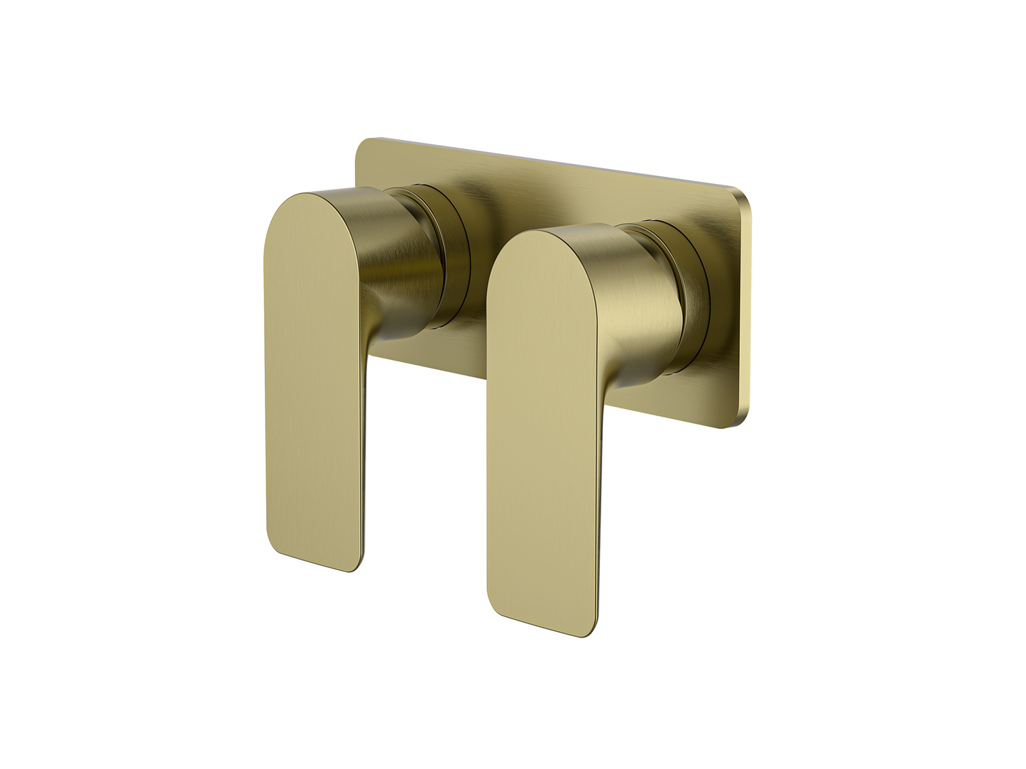 Ash Twin Shower/Bath Mixer Square Plate Brushed Gold