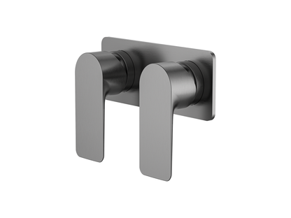 Ash Twin Shower/Bath Mixer Square Plate Brushed Nickel