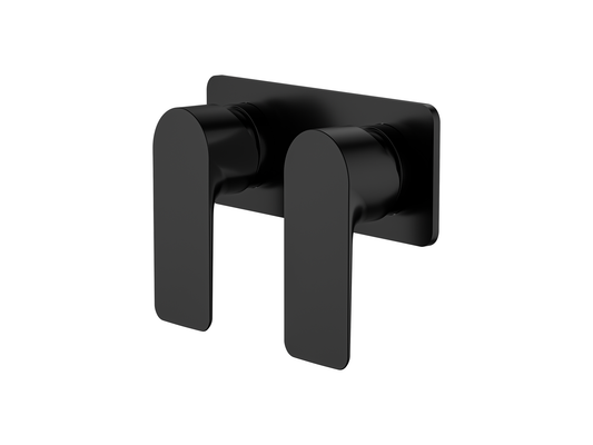 Ash Twin Shower/Bath Mixer Square Plate Matte Black