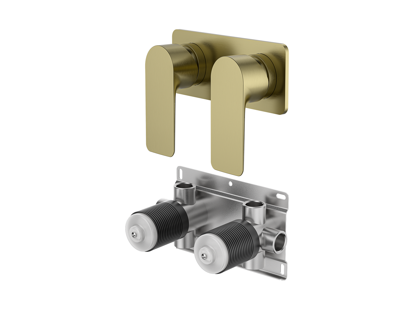 Ash Twin Shower/Bath Mixer Square Plate