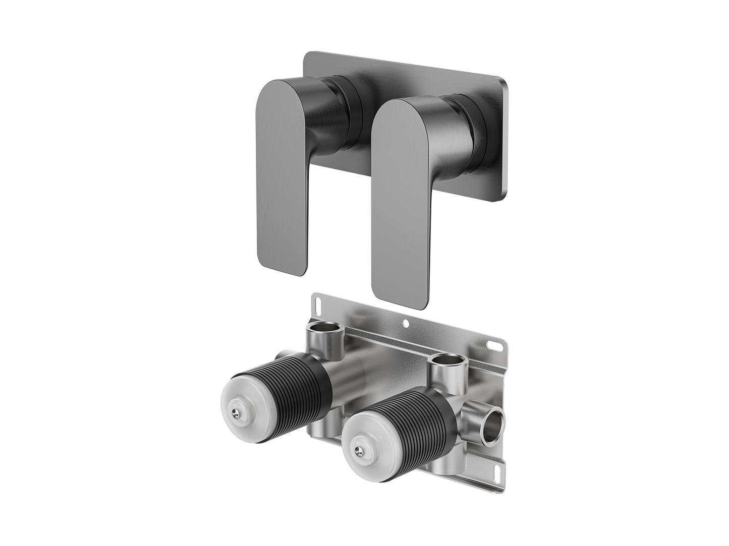 Ash Twin Shower/Bath Mixer Square Plate