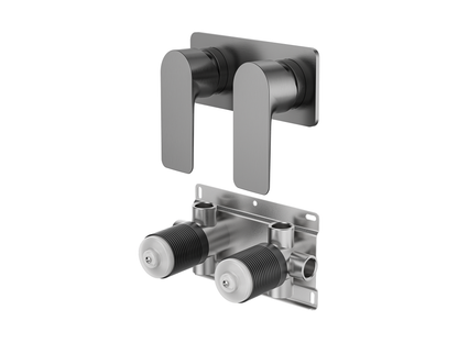 Ash Twin Shower/Bath Mixer Square Plate