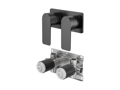 Ash Twin Shower/Bath Mixer Square Plate