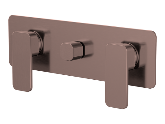 Aspen Twin Shower / Bath Mixer with Centre Diverter Antique Copper