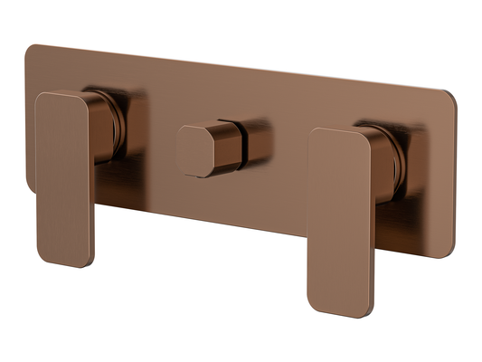 Aspen Twin Shower / Bath Mixer with Centre Diverter Brushed Copper