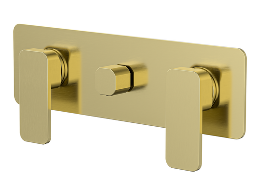 Aspen Twin Shower / Bath Mixer with Centre Diverter Brushed Gold