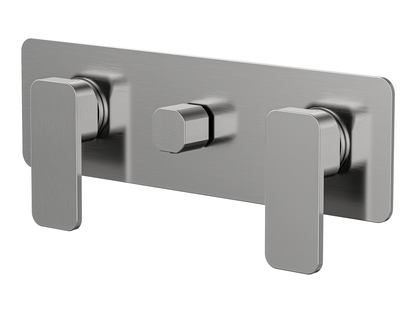 Aspen Twin Shower / Bath Mixer with Centre Diverter Brushed Nickel