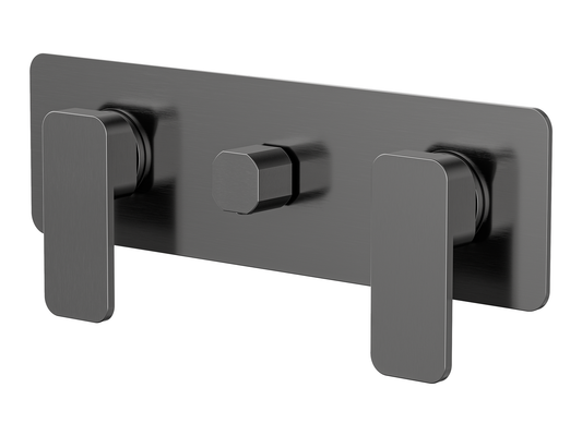 Aspen Twin Shower / Bath Mixer with Centre Diverter Gun Metal