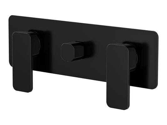 Aspen Twin Shower / Bath Mixer with Centre Diverter Matte Black