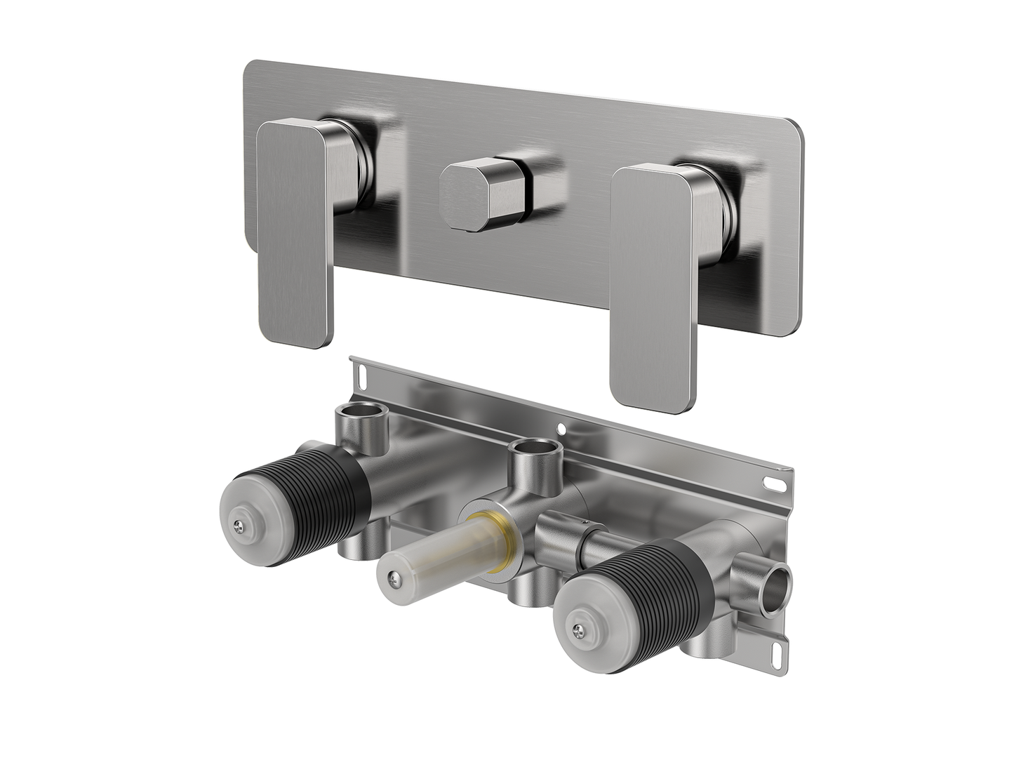 Aspen Twin Shower / Bath Mixer with Centre Diverter