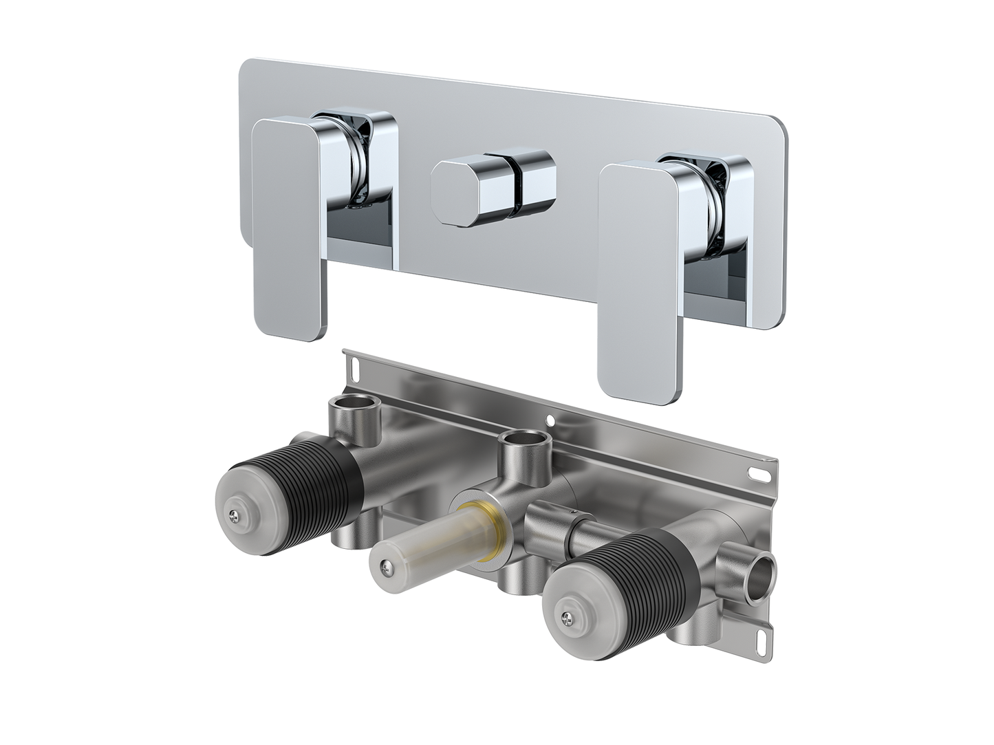 Aspen Twin Shower / Bath Mixer with Centre Diverter
