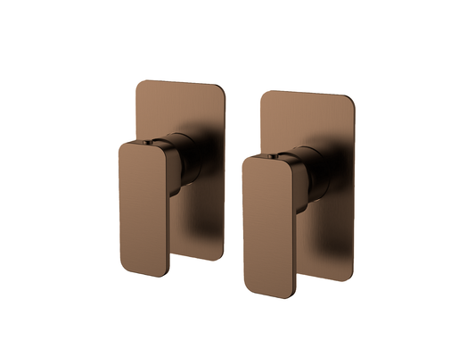 Aspen Twin Shower/Bath Mixer Separate Plates Brushed Copper