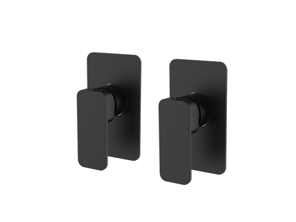 Aspen Twin Shower/Bath Mixer Separate Plates Matte Black