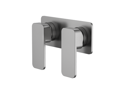 Aspen Twin Shower/Bath Mixer Square Plate Brushed Nickel