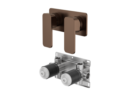 Aspen Twin Shower/Bath Mixer Square Plate