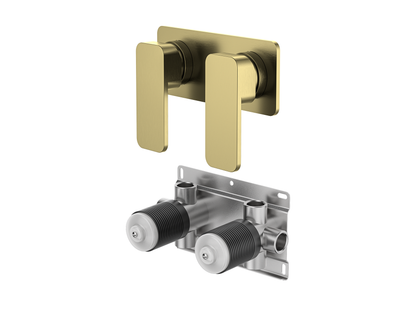 Aspen Twin Shower/Bath Mixer Square Plate