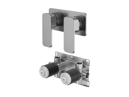 Aspen Twin Shower/Bath Mixer Square Plate
