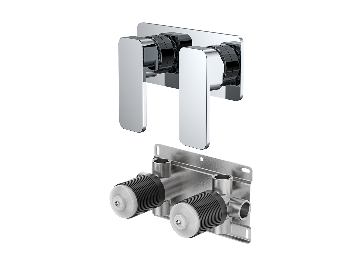 Aspen Twin Shower/Bath Mixer Square Plate