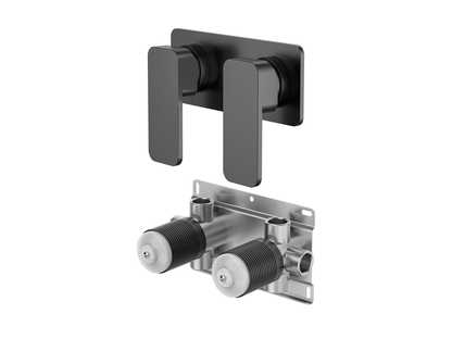 Aspen Twin Shower/Bath Mixer Square Plate