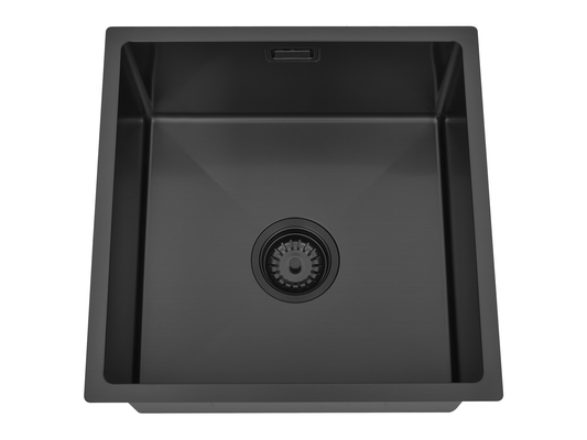 Hazel VII Single Bowl Sink with Overflow 440 x 440 x 300mm Gun Metal Black