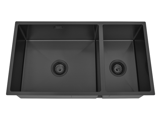 Hazel VII 1 & 1/2 Bowl Sink with Overflow 815 x 440 x 230mm Gun Metal Black